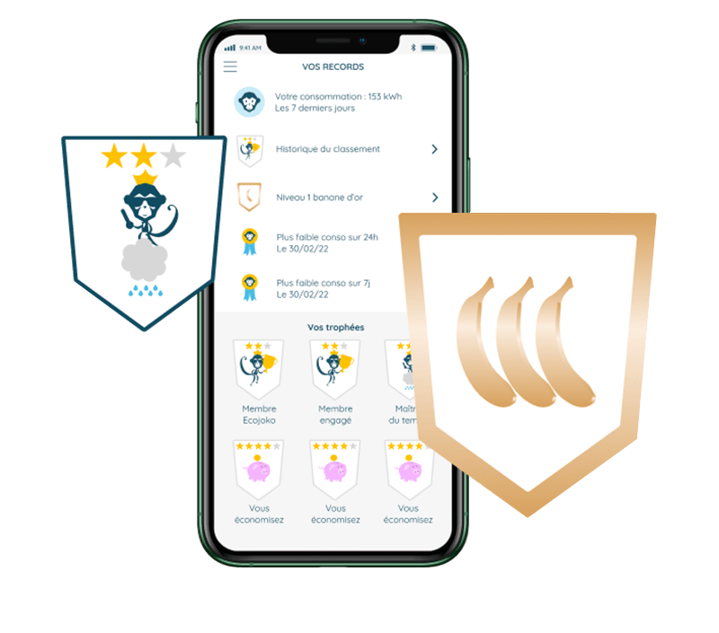 (app ecojoko montrant les trophées)