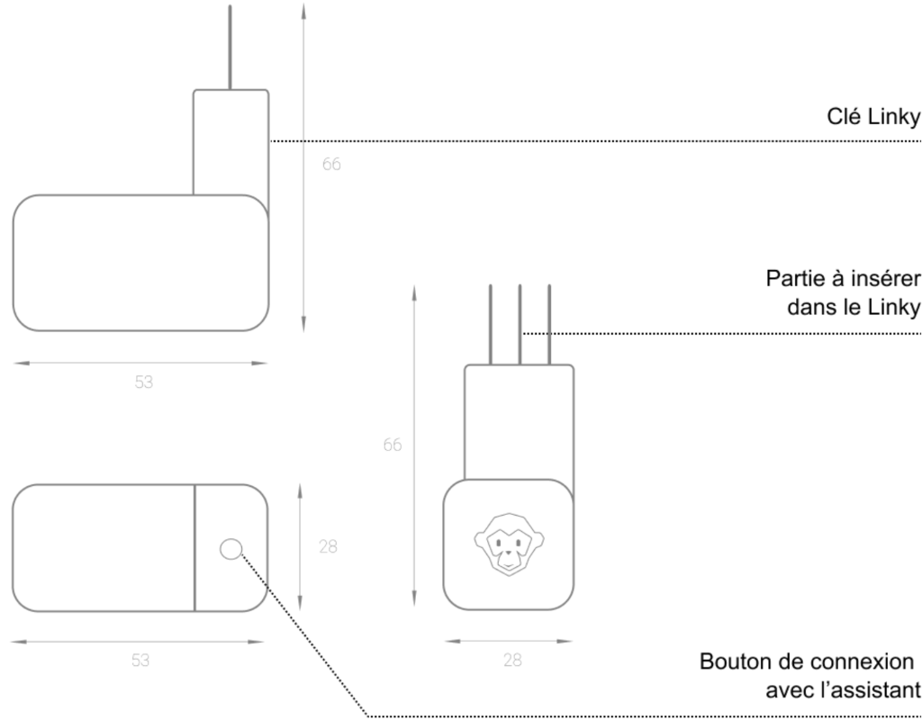 dimensions et caractéristiques techniques de notre clé Ecojoko pour compteur Linky